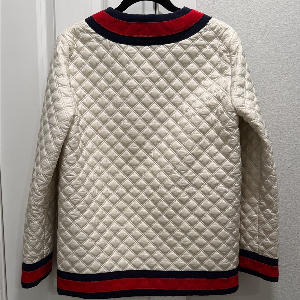Gucci Cream Quilted Jacket with Red and Navy Trim - Picture 2 of 5